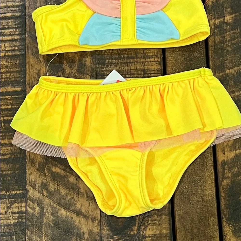 Cat & Jack Yellow Bikini with Pink and Blue Accents